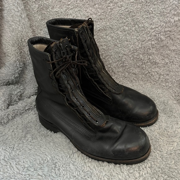 Addison Shoe Co Other - Addison Shoe Co Combat Boots Mens 9.5 E Black Leather Military Vintage 1981